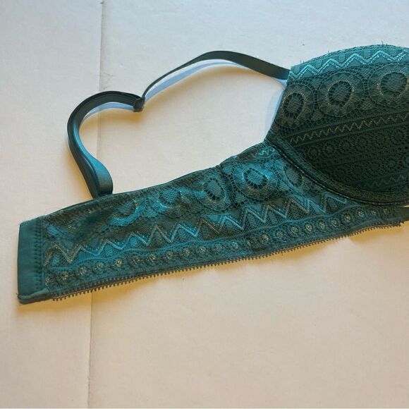 Aerie Bra Push Up Demi Lace Blue/Green Size 32B - Picture 7 of 7